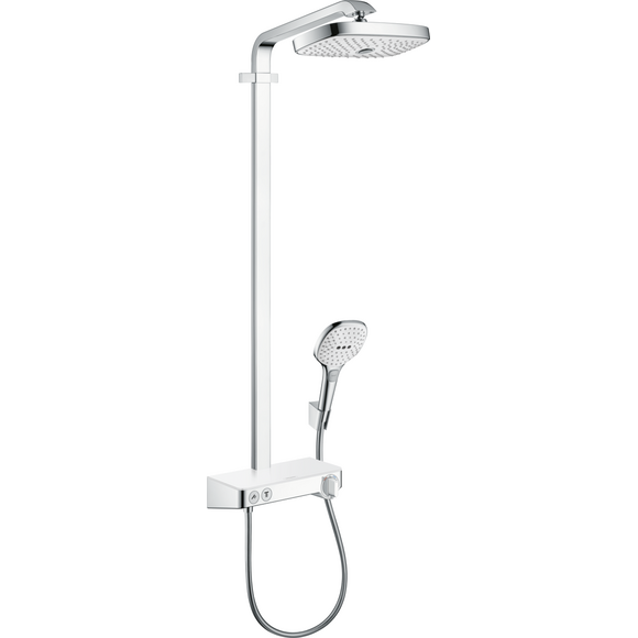 Термостатическая душевая система Hansgrohe Raindance Select E Showerpipe 300 EcoSmart White/Chrome 27283400 (белая/хром, с полочкой), фото 
