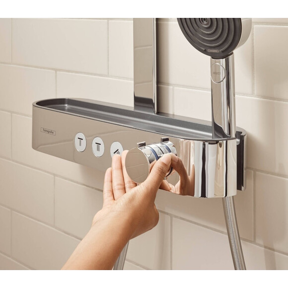 Термостатическая душевая система Hansgrohe Pulsify Showerpipe 260 EcoSmart Chrome 24241000 (с полочкой), Цвет производителя: хром, фото 3