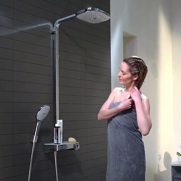 Термостатическая душевая система Hansgrohe Raindance Select E Showerpipe 300 EcoSmart White/Chrome 27283400 (белая/хром, с полочкой), фото 2