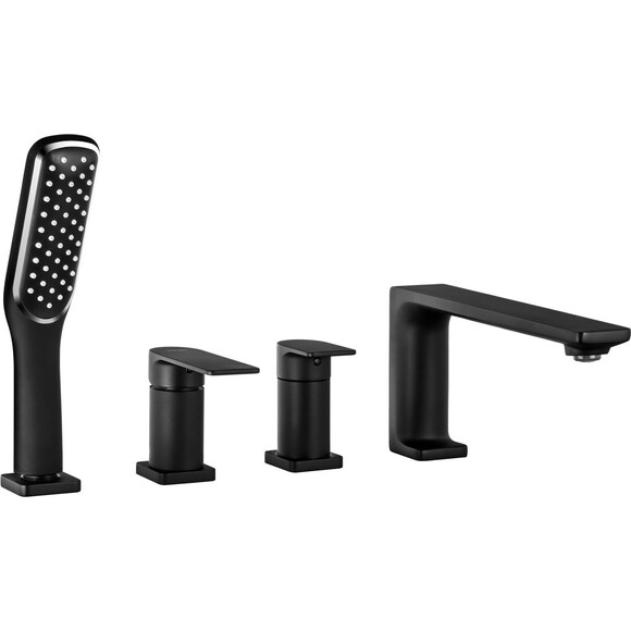 Змішувач на борт ванни Corsan Trino Black Matt CMB7142BL (чорний матовий, на чотири отвори), Колір виробника: чорний матовий, фото 