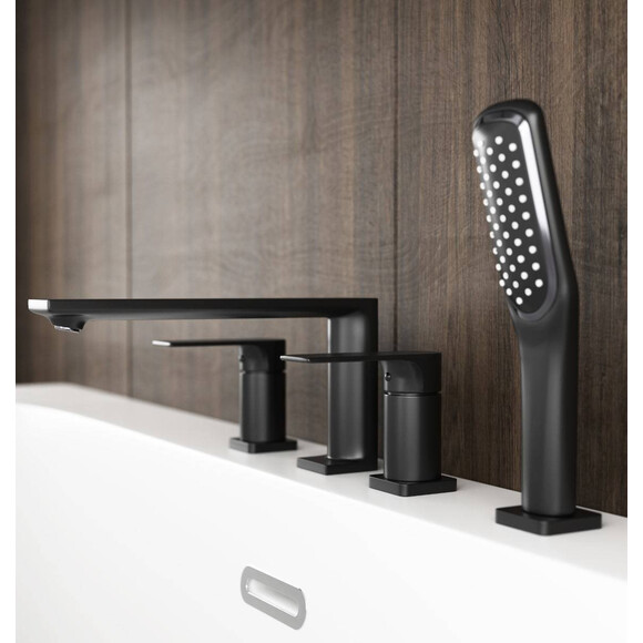 Змішувач на борт ванни Corsan Trino Black Matt CMB7142BL (чорний матовий, на чотири отвори), Колір виробника: чорний матовий, фото , изображение 2