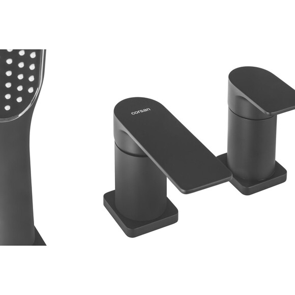 Змішувач на борт ванни Corsan Trino Black Matt CMB7142BL (чорний матовий, на чотири отвори), Колір виробника: чорний матовий, фото , изображение 4