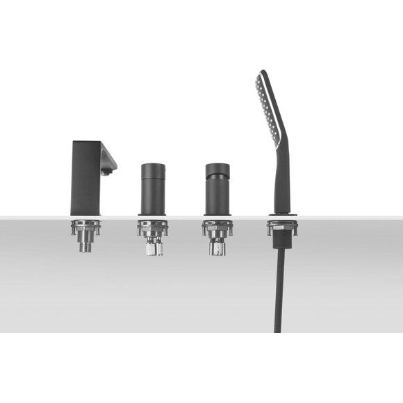 Змішувач на борт ванни Corsan Trino Black Matt CMB7142BL (чорний матовий, на чотири отвори), Колір виробника: чорний матовий, фото , изображение 6