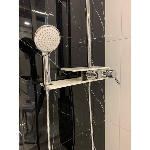 Душова система Corsan Klar Fiber Chrome/White CMN002 BIAŁY (хром/біла, з поличкою), Колір виробника: хром, білий, фото , изображение 2