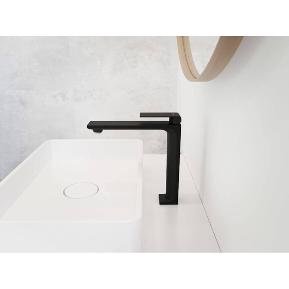 Змішувач для раковини Corsan Trino Black Matt CMB7112BL (чорний матовий, високий), Колір виробника: чорний матовий, фото , изображение 2