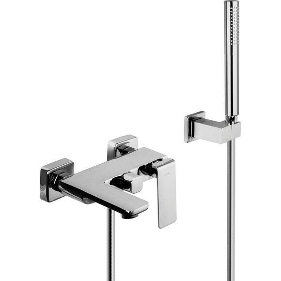 Змішувач для ванни Corsan Trino Chrome CMZ055CH (з лійкою та шлангом), Колір виробника: хром, фото 