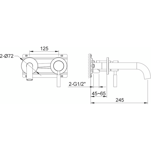 Смеситель скрытого монтажа для умывальника Kohlman Roxin Black QW180RB (черный, внутренняя часть в комплекте), Цвет производителя: черный, фото 4