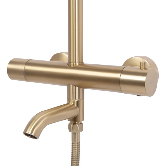 Термостатическая душевая система Rea Lungo Brushed Gold REA-P6604 (брашированная золотая, с изливом), Цвет производителя: брашированное золото (матовое), фото 7