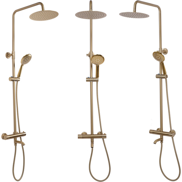 Термостатическая душевая система Rea Lungo Brushed Gold REA-P6604 (брашированная золотая, с изливом), Цвет производителя: брашированное золото (матовое), фото 4