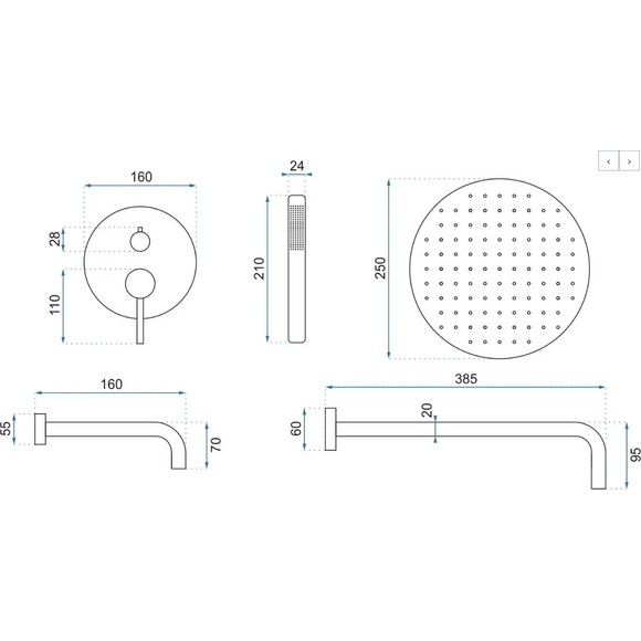 Душова система прихованого монтажу Rea Lungo Brushed Gold REA-P6609 (брашована золота, з виливом), Колір виробника: золото брашоване (матове), фото , изображение 6