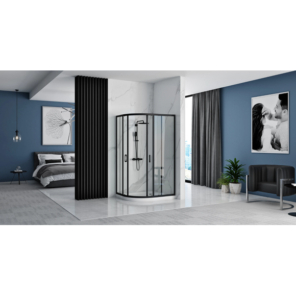 Душевая кабина Rea Look Black REA-K7900 (100x80 см, стекло прозрачное, профиль черный матовый), Доступные размеры: 100 x 80, Цвет производителя: черный матовый, фото 3