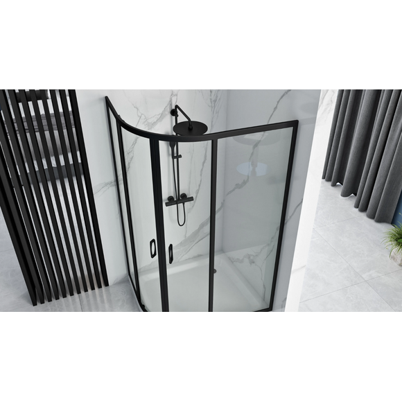 Душевая кабина Rea Look Black REA-K7900 (100x80 см, стекло прозрачное, профиль черный матовый), Доступные размеры: 100 x 80, Цвет производителя: черный матовый, фото 5