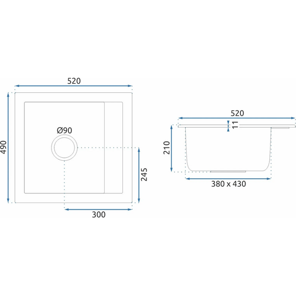 Мойка для кухни Rea Rino Black ZLE-00104 (52x49 см, черная пятнистая), Доступные размеры: 52 x 49, Цвет производителя: черный пятнистый, фото 5