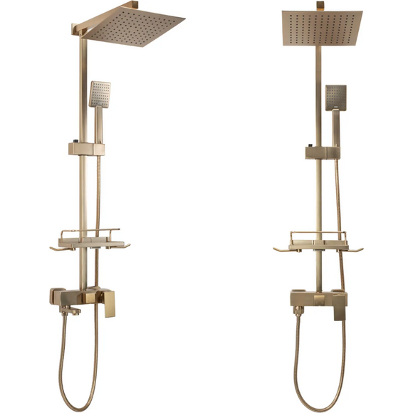 Душевая система Rea Jack Brushed Gold REA-P7050 (брашированное золото, с полочкой), Цвет производителя: брашированное золото (матовое), фото 2