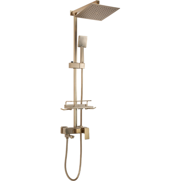 Душевая система Rea Jack Brushed Gold REA-P7050 (брашированное золото, с полочкой), Цвет производителя: брашированное золото (матовое), фото 3