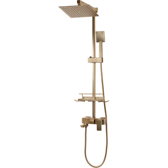 Душевая система Rea Jack Brushed Gold REA-P7050 (брашированное золото, с полочкой), Цвет производителя: брашированное золото (матовое), фото 5