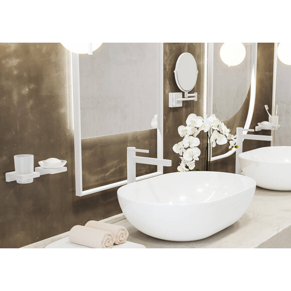 Косметическое зеркало Hansgrohe AddStoris Matt White 41791700 (белое матовое, подвесное), Цвет производителя: белый матовый, фото 2