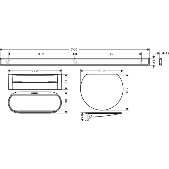 Комплект аксесуарів Hansgrohe WallStoris Matt White 27966700 (білий матовий), фото , изображение 3