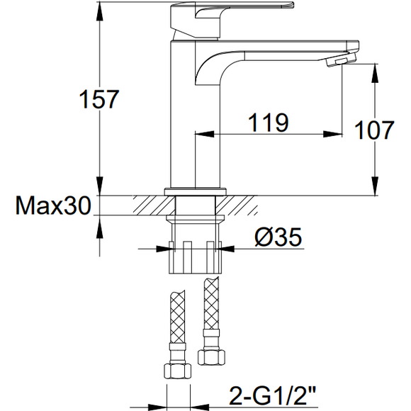 Змішувач для раковини Kohlman Texen Chrome QB100T, фото , изображение 3