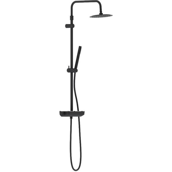 Душова система з термостатом Damixa Scandinavian Pure 936750300 (чорна матова, з полицею), Колір виробника: чорний матовий, фото 