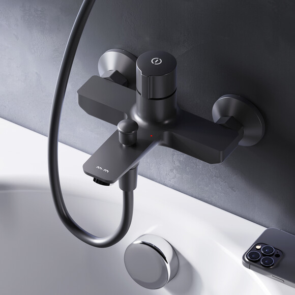 Змішувач для ванни Am.Pm X-Joy TouchReel F85A10522 (чорний матовий), Колір виробника: чорний матовий, фото , изображение 3