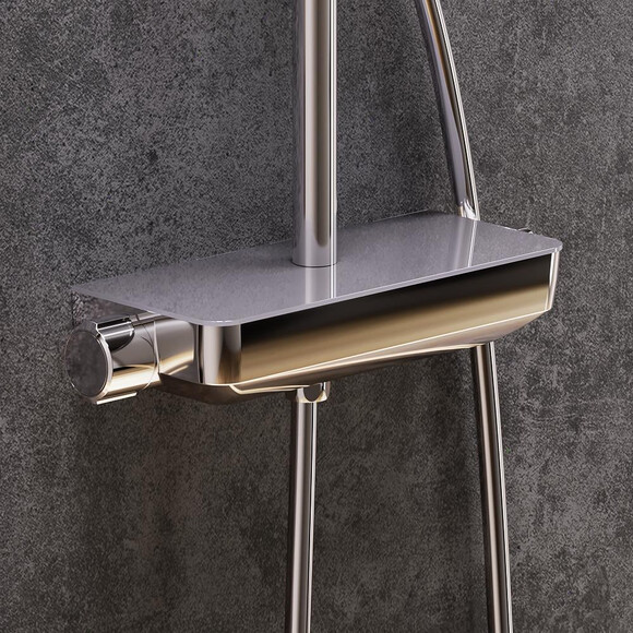 Душова система з термостатом Damixa Scandinavian Pure 936750000 (з полицею), Колір виробника: хром, фото , изображение 4