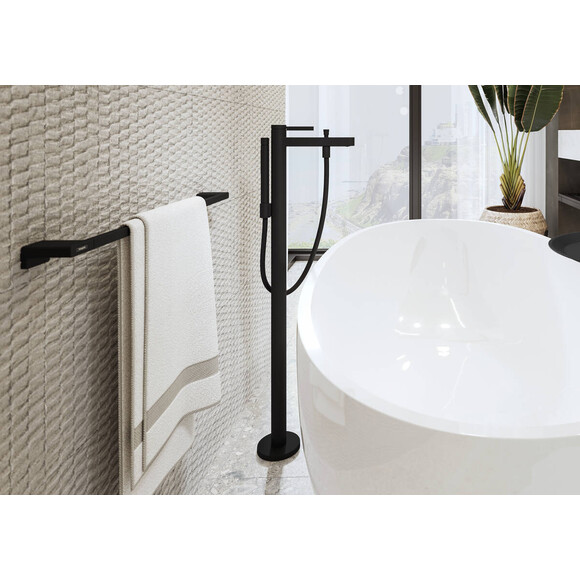 Смеситель для ванны Hansgrohe Finoris Matt Black 76445670 (черный матовый, напольный), фото 2