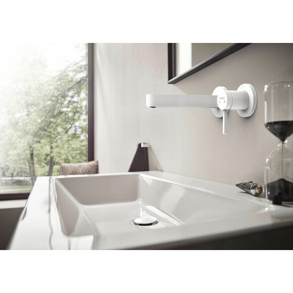 Змішувач прихованого монтажу для умивальника Hansgrohe Finoris Matt White 76051700 (білий матовий, з донним клапаном), Колір виробника: білий матовий, фото , изображение 2