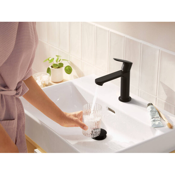 Змішувач для умивальника Hansgrohe Rebris Coolstart EcoSmart Matt Black 72588670 (чорний матовий, з донним клапаном), Колір виробника: чорний матовий, фото , изображение 4