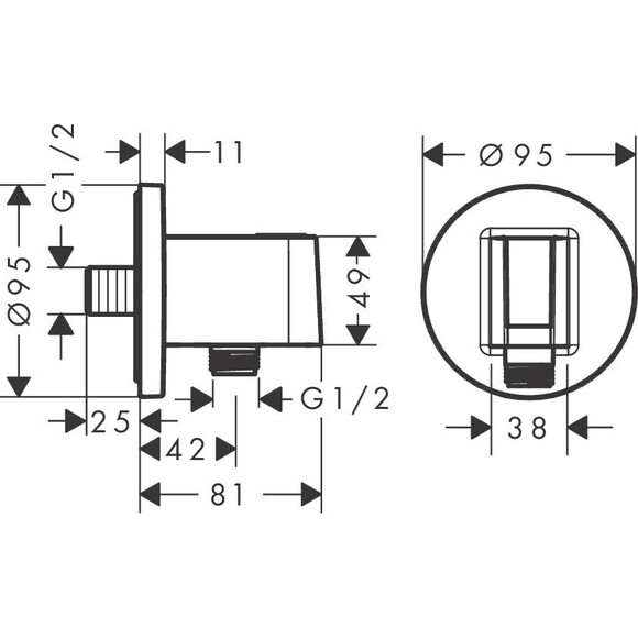 Підключення для душового шлангу Hansgrohe FixFit S Brushed Black Chrome 26888340 (брашований чорний хром, з тримачем), Колір виробника: брашований чорний хром, фото , изображение 2