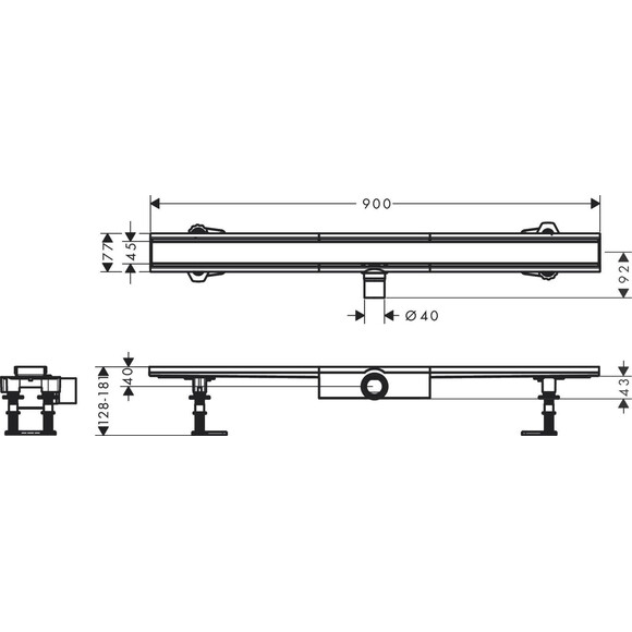 Трап для душа Hansgrohe RainDrain Compact Brushed Stainless Steel 56168800 (900 мм, брашированная нержавеющая сталь), фото 5