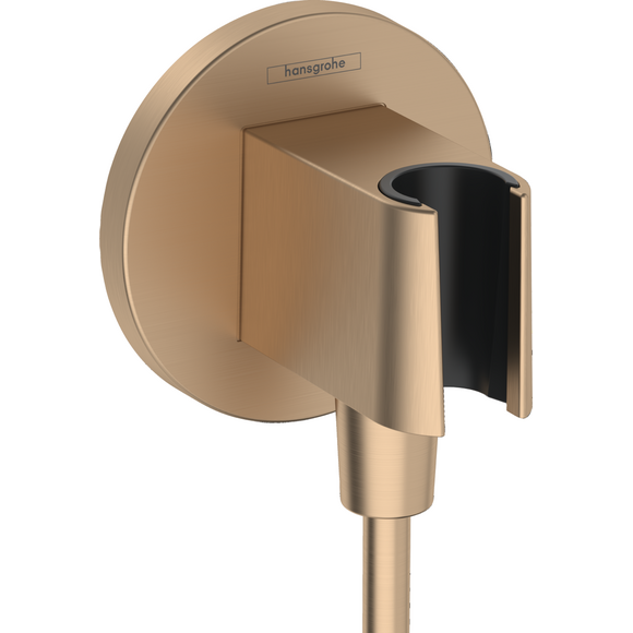 Подключение для душевого шланга Hansgrohe FixFit S Brushed Bronze 26888140 (брашированное бронзовое, с держателем), Цвет производителя: брашированная бронза, фото 