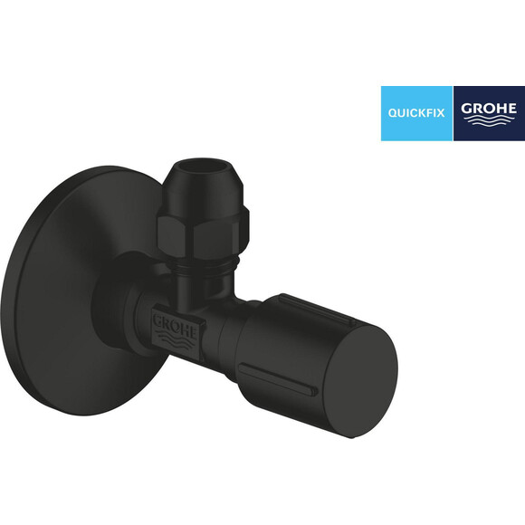 Вентиль угловой 1/2"x3/8" Grohe QuickFix 220732430 (черный матовый, с накидной гайкой 10 мм), фото 2
