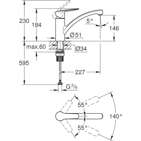 Смеситель для кухни Grohe QuickFix Start Black 324412432 (черный матовый), фото 10