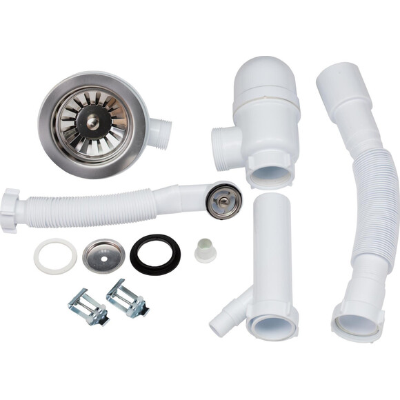 Мийка для кухні Lidz D510/200 WHI-01 (LIDZWHI01D510200, 50.5 см, біла, з сифоном), Колір виробника: білий, фото , изображение 5