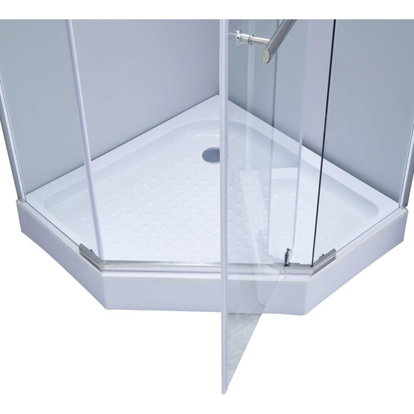 Душова кабіна з піддоном Lidz Dozorca SC90x90.CRM.LOW.TR (LDSC9090CRMLOWTR, 90x90 см, скло прозоре, петлі хром), фото , изображение 4