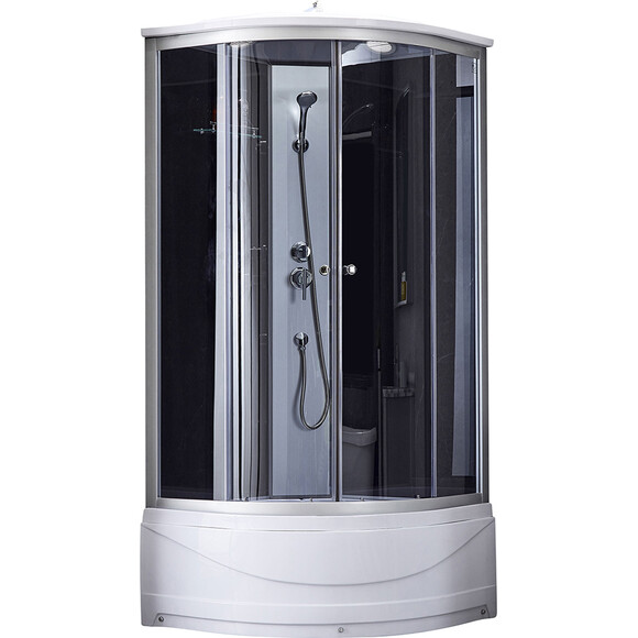 Душовий гідробокс з піддоном Lidz Tani SB90x90.SAT.HIGH.GR (LTSB9090SATHIGHGR, скло тоноване, профіль сатин), Доступні розміри: 90 x 90, Колір виробника: тоноване скло, фото 