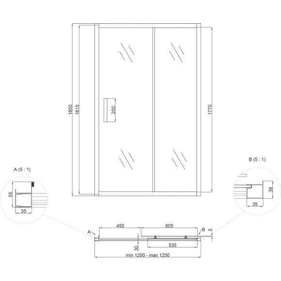 Душові двері Lidz Zycie SD120x185.CRM.FR (LZSD120185CRMFR, 125 см, скло матове, профіль хром), Доступні розміри: 125, фото , изображение 10
