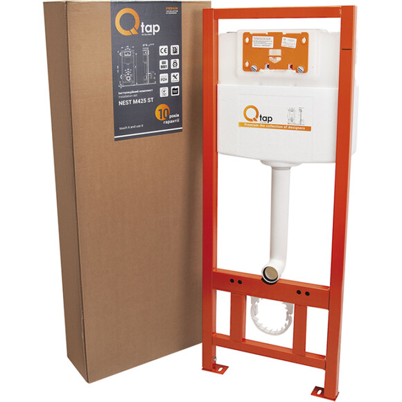 Набор инсталляции 4 в 1 Qtap Nest ST QT0133M425V1105GW: инсталляция QT0133M425 + клавиша смыва QT0111V1105GW + прокладка + крепление к стене, фото 2