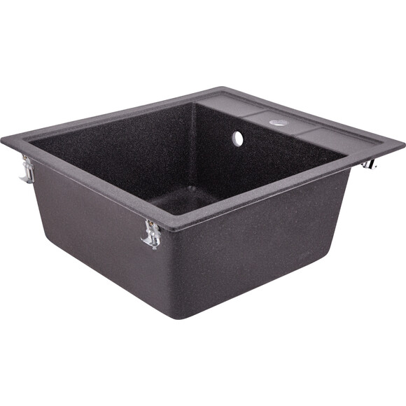 Мойка для кухни Lidz 460х515/200 GRF-13 (LIDZGRF13460515200, 45.5x51.3 см, графит, с сифоном), Цвет производителя: графит, фото 3