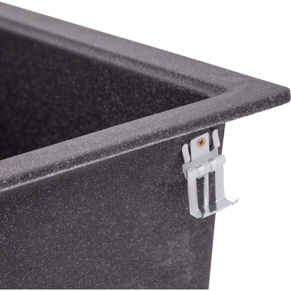 Мойка для кухни Lidz 460х515/200 GRF-13 (LIDZGRF13460515200, 45.5x51.3 см, графит, с сифоном), Цвет производителя: графит, фото 5