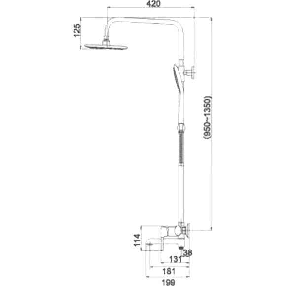 Душевая система Qtap Grand Chrome/Black BCR 1004 (QTGRABCR1004, хром/черный матовый, с изливом), Цвет производителя: хром, черный матовый, фото 10