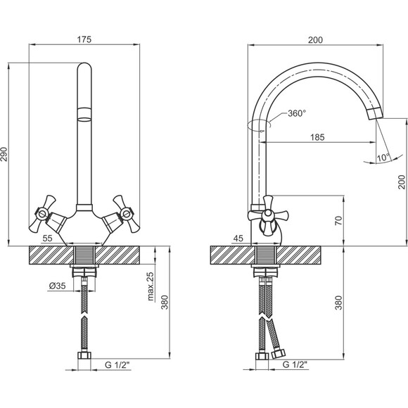 Смеситель для кухни Lidz 75 21 271F-8 (LDLAM278FCRM35071), фото 4