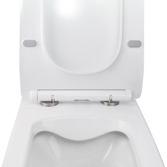 Комплект унитаз с инсталляцией 4 в 1 Qtap QT05335170W0133M425M08381CRM: подвесной унитаз с сиденьем Crow QT05335170W + инсталляция Nest ST QT0133M425 + клавиша смыва Nest QT0111M08381CRM + звукоизоляционная прокладка, фото 5