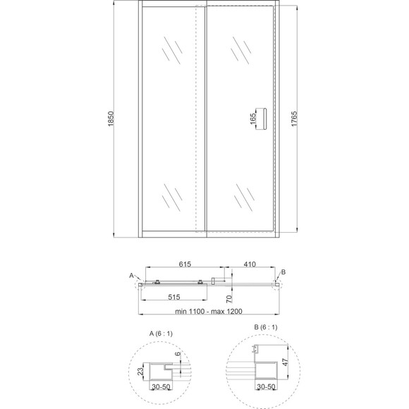 Душові двері Qtap Taurus CRM2011-12.C6 (TAUCRM201112C6, 120 см, скло прозоре, профіль хром), Доступні розміри: 120, фото , изображение 8