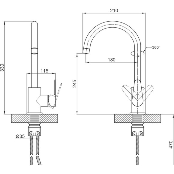 Смеситель для кухни Lidz Vida 04U-SFS (LDVID015FNKS43355, никель), фото 2