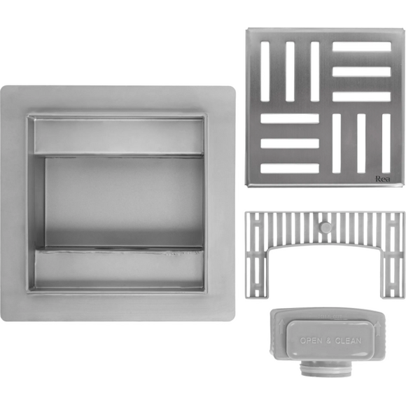 Душовий трап Rea Cross Nickiel Brushed REA-G6200 (12x12 см, нікель)., Колір виробника: брашований нікель, Доступні розміри: 12 x 12, фото , изображение 5