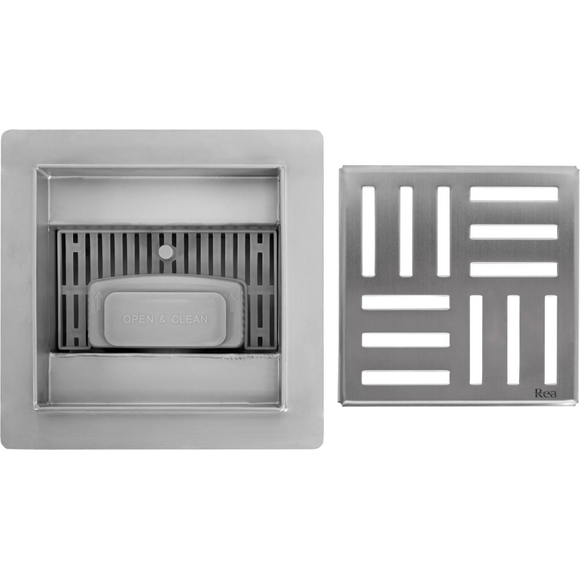 Душовий трап Rea Cross Nickiel Brushed REA-G6200 (12x12 см, нікель)., Колір виробника: брашований нікель, Доступні розміри: 12 x 12, фото , изображение 6
