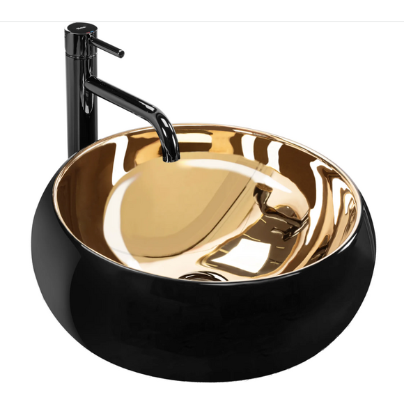 Раковина Rea Luna Black Matt Gold REA-U3306 (40 см, золото/чорний матовий, чаша), фото 
