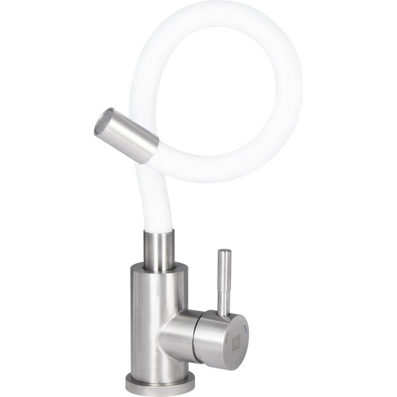 Смеситель для кухни Lidz Aria 04R-WFS (LDARI015F3WHI43362, нержавейка/белый, с гибким изливом), Цвет производителя: белый матовый, нержавейка, фото 2
